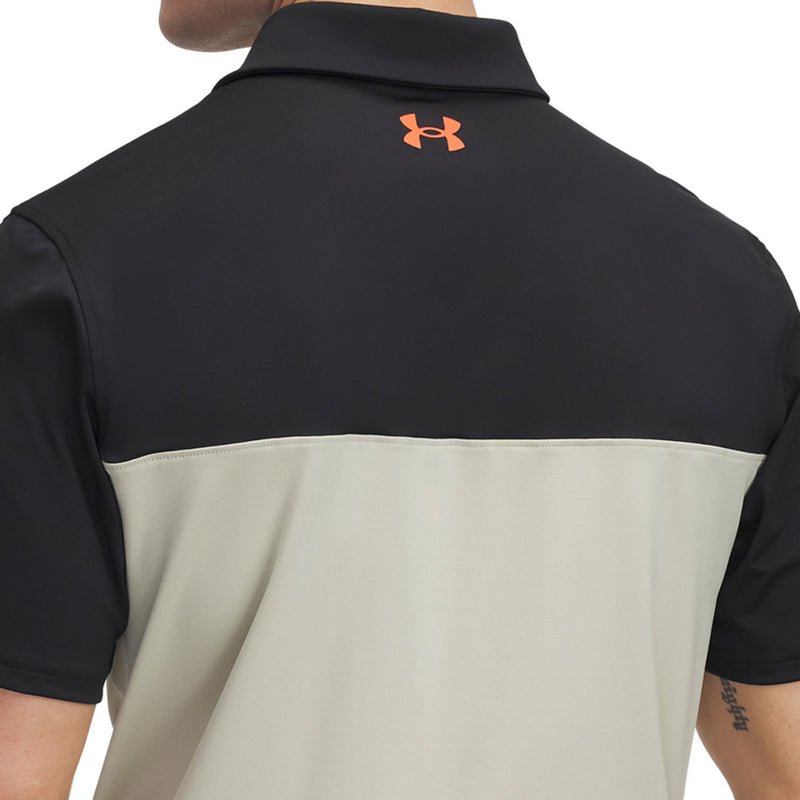 Under Armour Tee To Green Color Block Polo Shirt - Black/Khaki Base/Fire