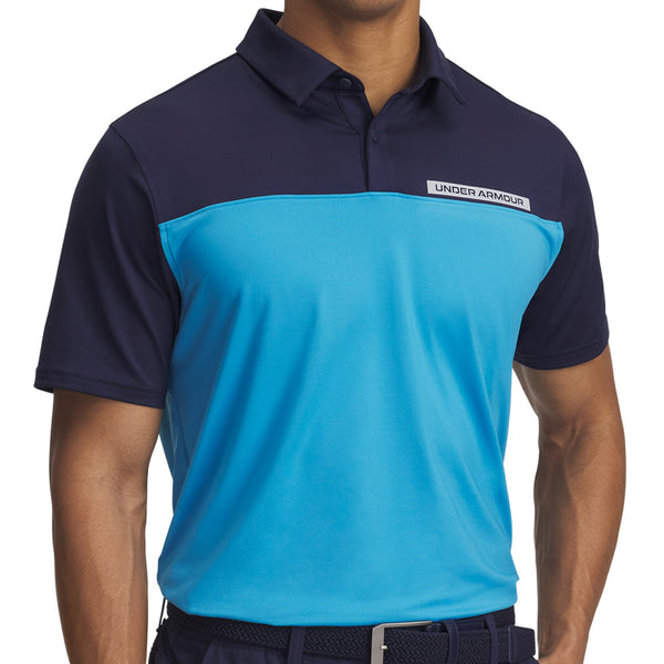 Under Armour Tee To Green Color Block Polo Shirt - Midnight Navy/Ether Blue/White