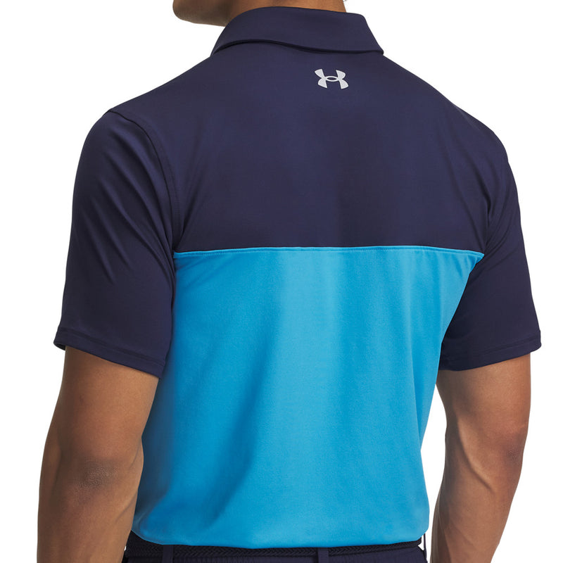 Under Armour Tee To Green Color Block Polo Shirt - Midnight Navy/Ether Blue/White