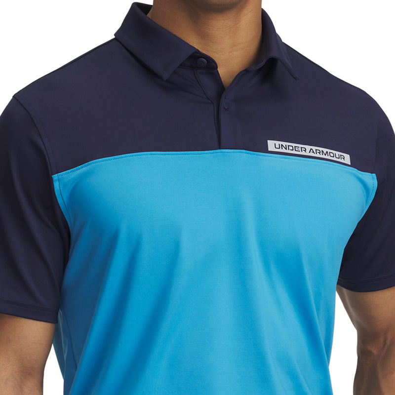 Under Armour Tee To Green Color Block Polo Shirt - Midnight Navy/Ether Blue/White