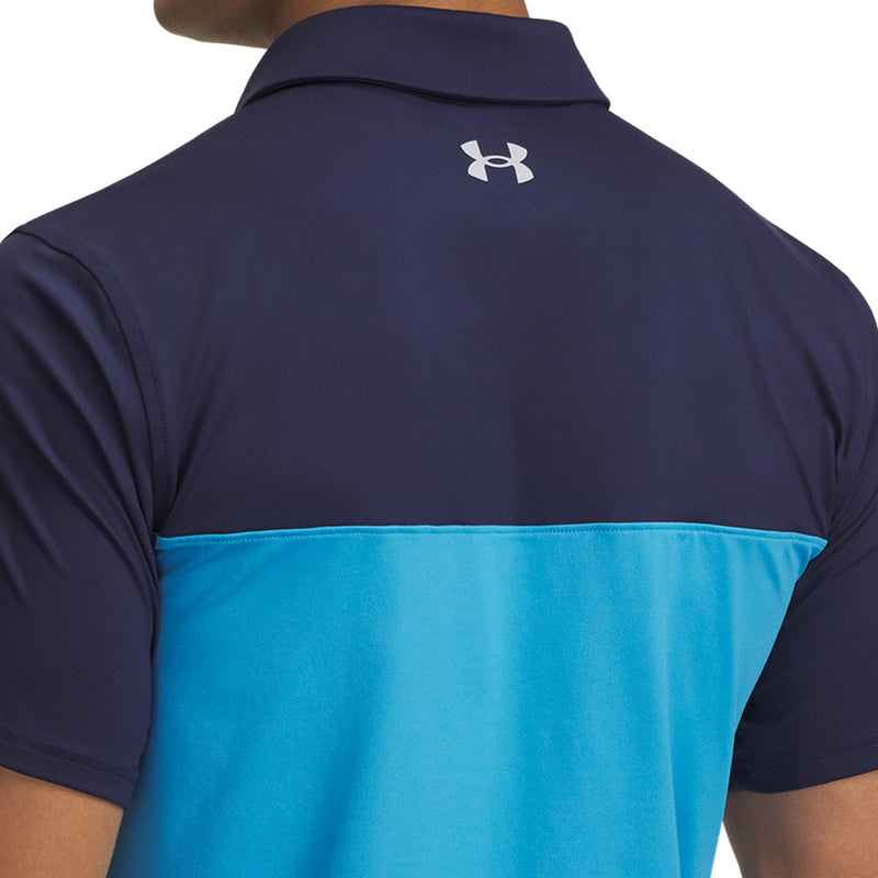 Under Armour Tee To Green Color Block Polo Shirt - Midnight Navy/Ether Blue/White