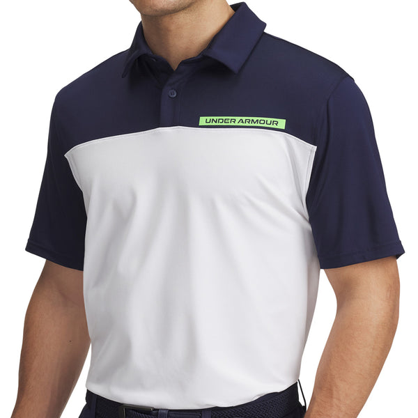 Under Armour Tee To Green Color Block Polo Shirt - Midnight Navy/White/Cyber Green