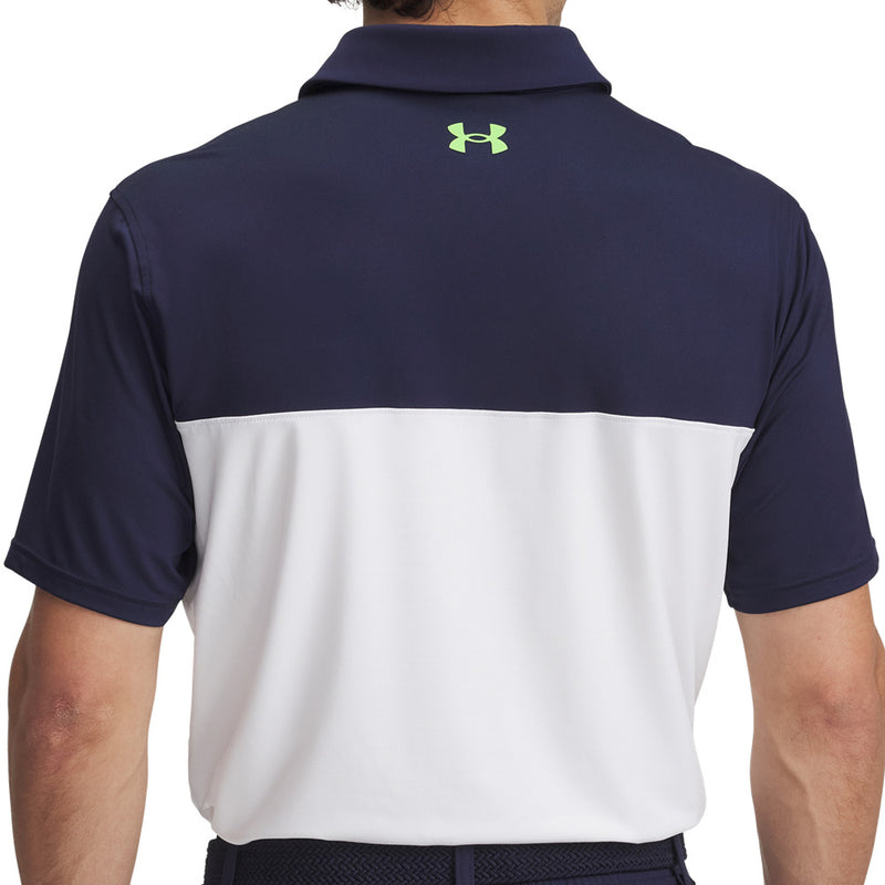 Under Armour Tee To Green Color Block Polo Shirt - Midnight Navy/White/Cyber Green