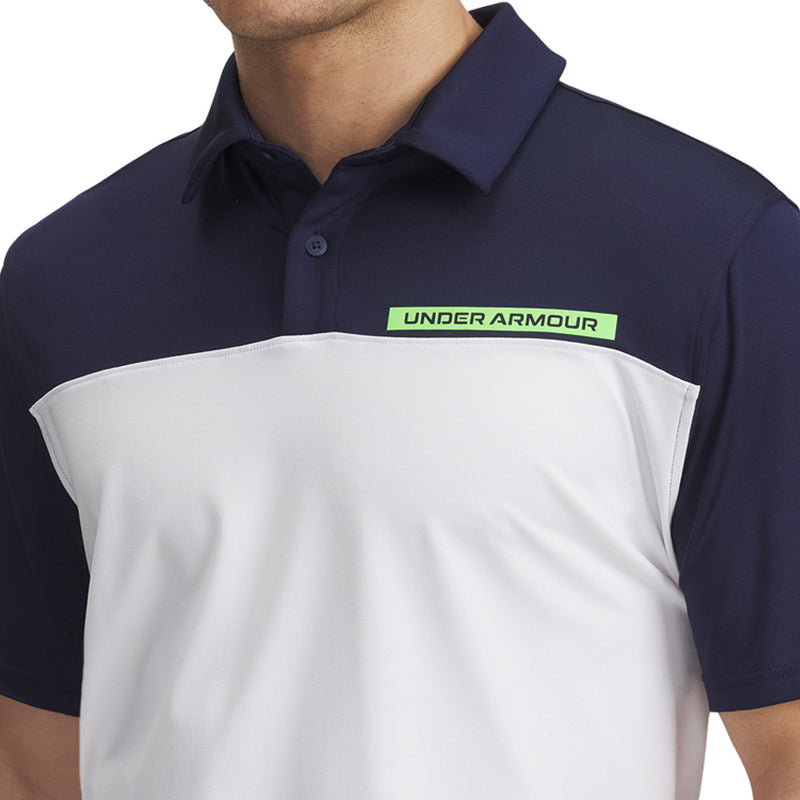 Under Armour Tee To Green Color Block Polo Shirt - Midnight Navy/White/Cyber Green