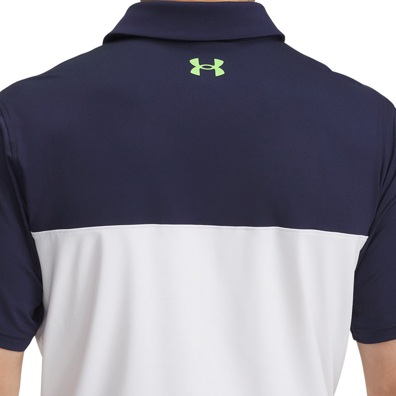 Under Armour Tee To Green Color Block Polo Shirt - Midnight Navy/White/Cyber Green