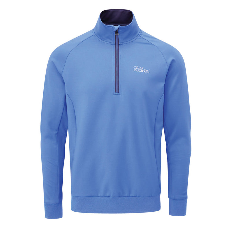 Oscar Jacobson Trent Tour 1/2 Zip Golf Sweater - Mid Blue