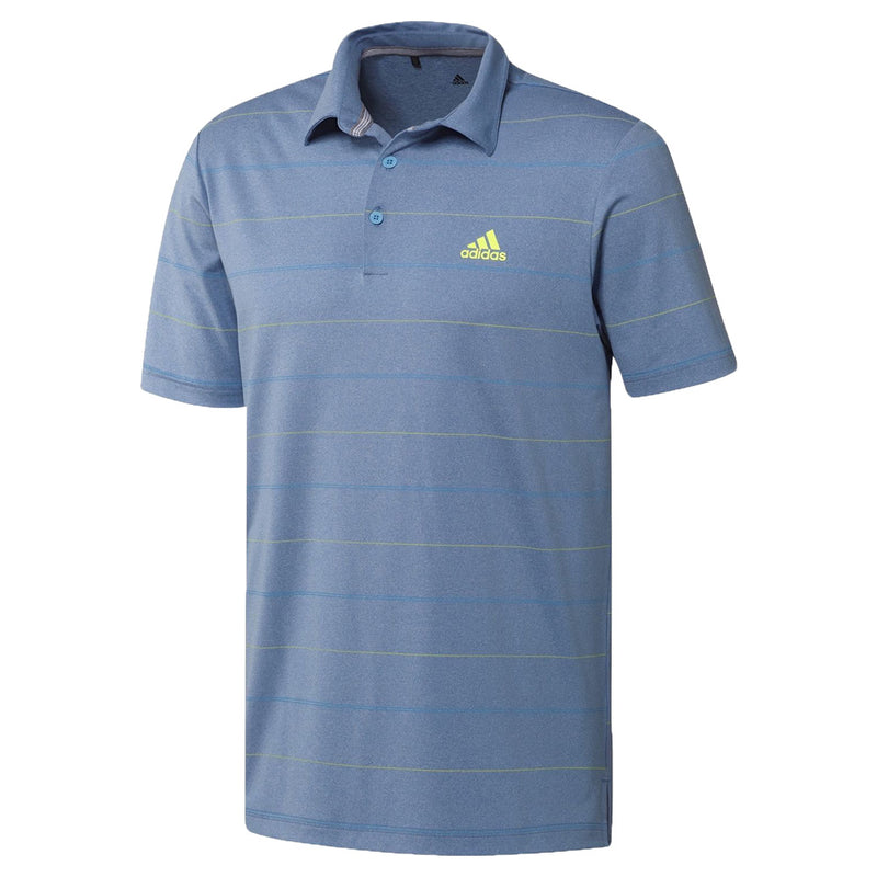 adidas Ultimate 365 Heathered Stripe Polo Shirt - Trace Royal/Solar Yellow/Light Blue