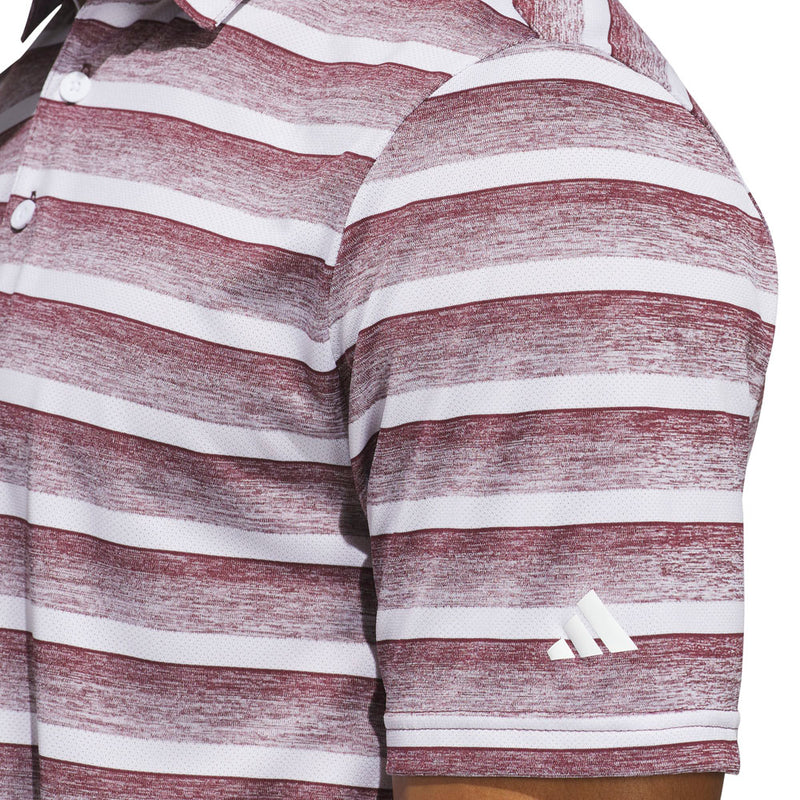 adidas 2 Color Stripe Polo Shirt - Aurora Ruby/White