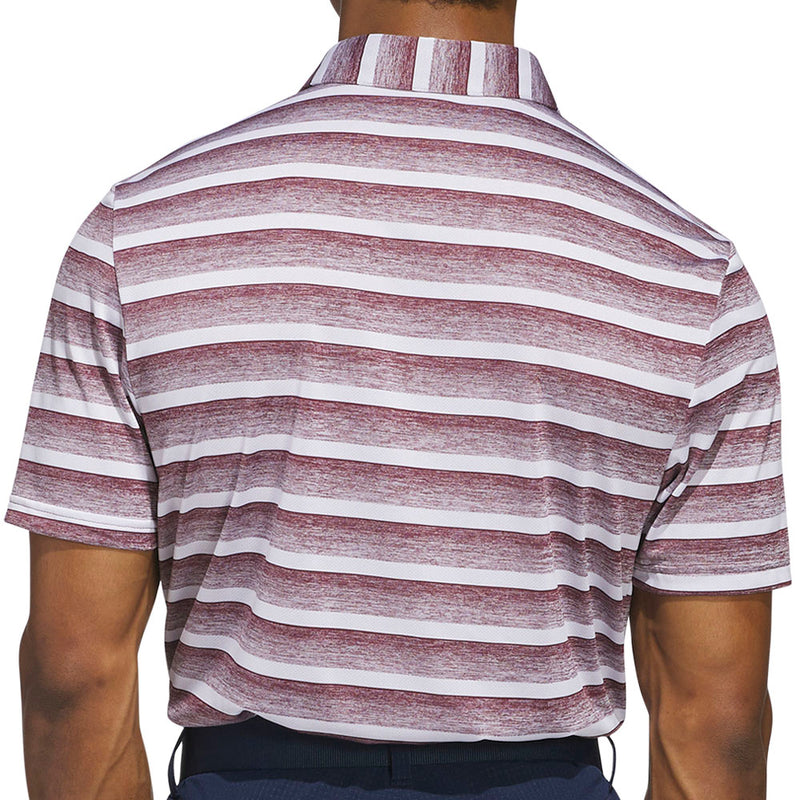 adidas 2 Color Stripe Polo Shirt - Aurora Ruby/White