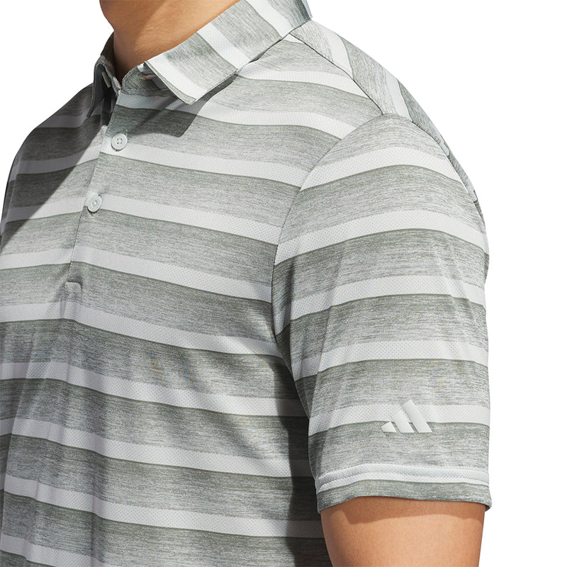adidas 2 Colour Stripe Polo Shirt - Silver Green/Wonder Silver