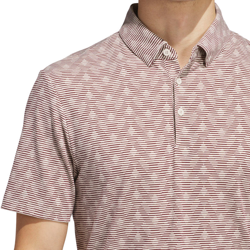 adidas Go-To Printed Stripe Polo Shirt - Alumina/Aurora Ruby