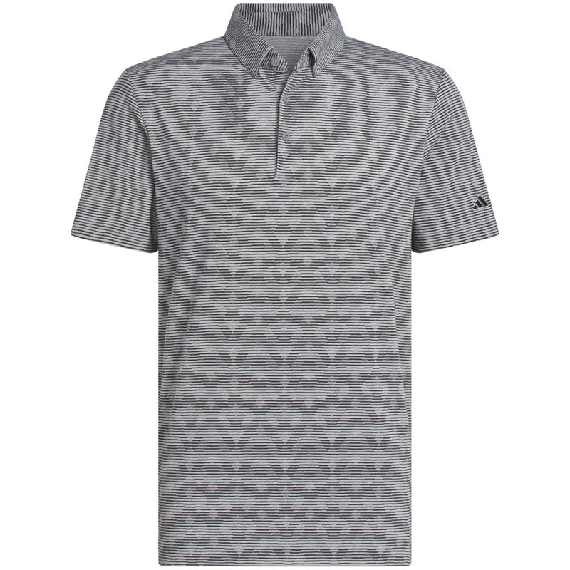 adidas Go-To Printed Stripe Polo Shirt - Grey Three Mel/Black