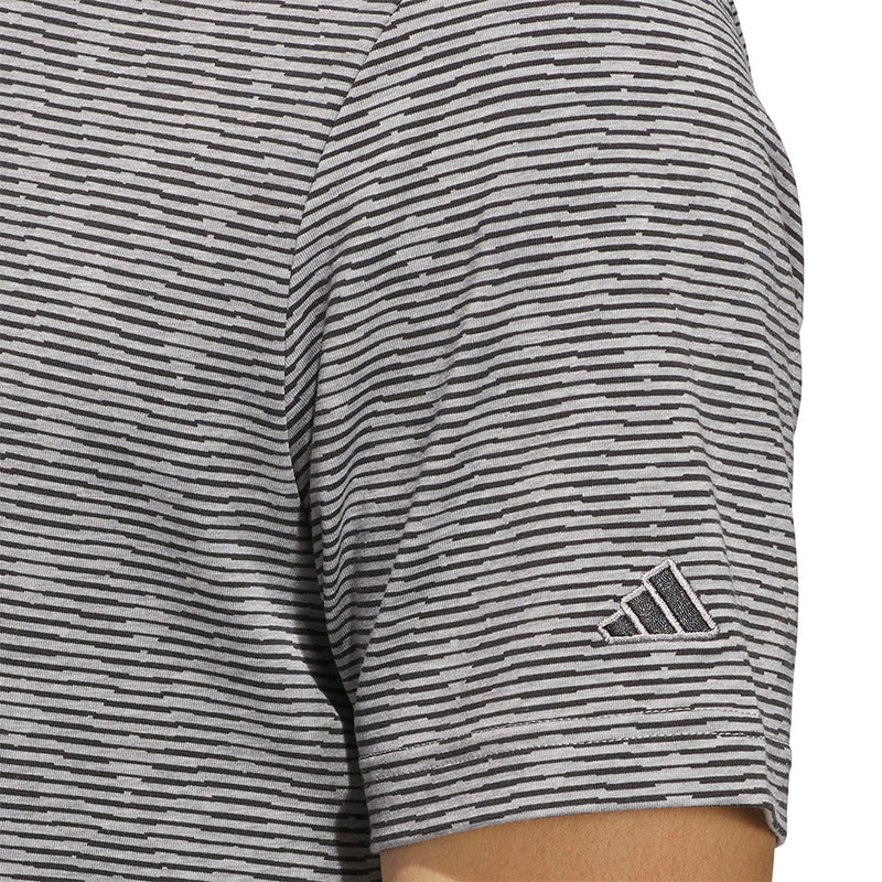 adidas Go-To Printed Stripe Polo Shirt - Grey Three Mel/Black