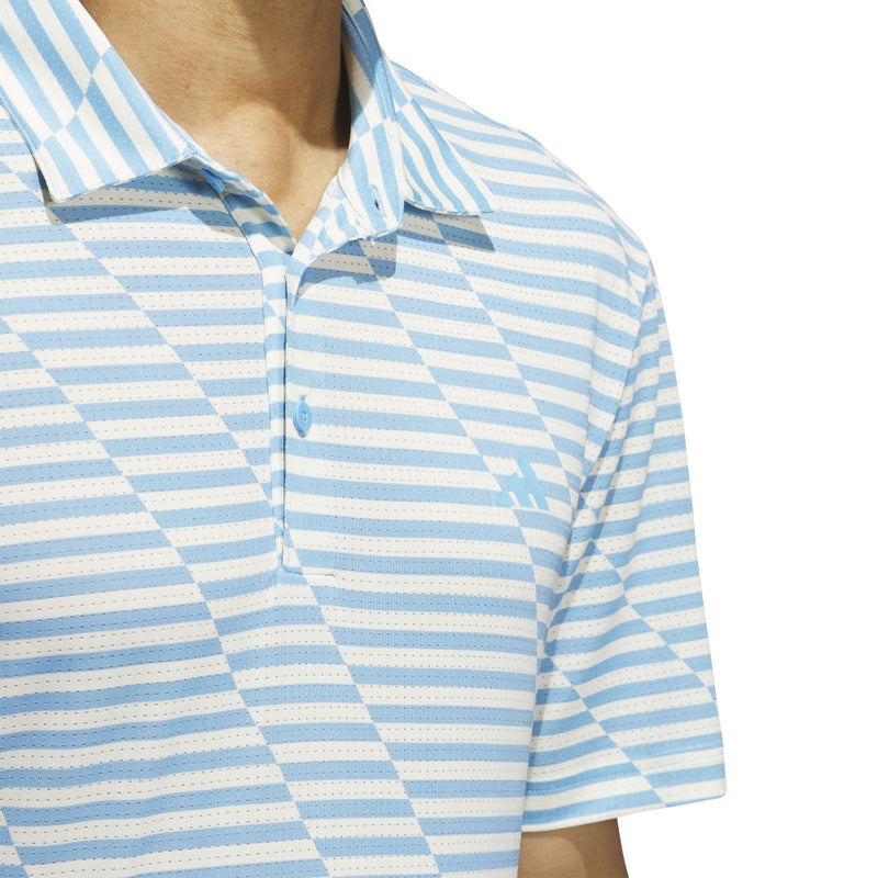 adidas Mesh Print Polo Shirt - Semi Blue Burst/Ivory