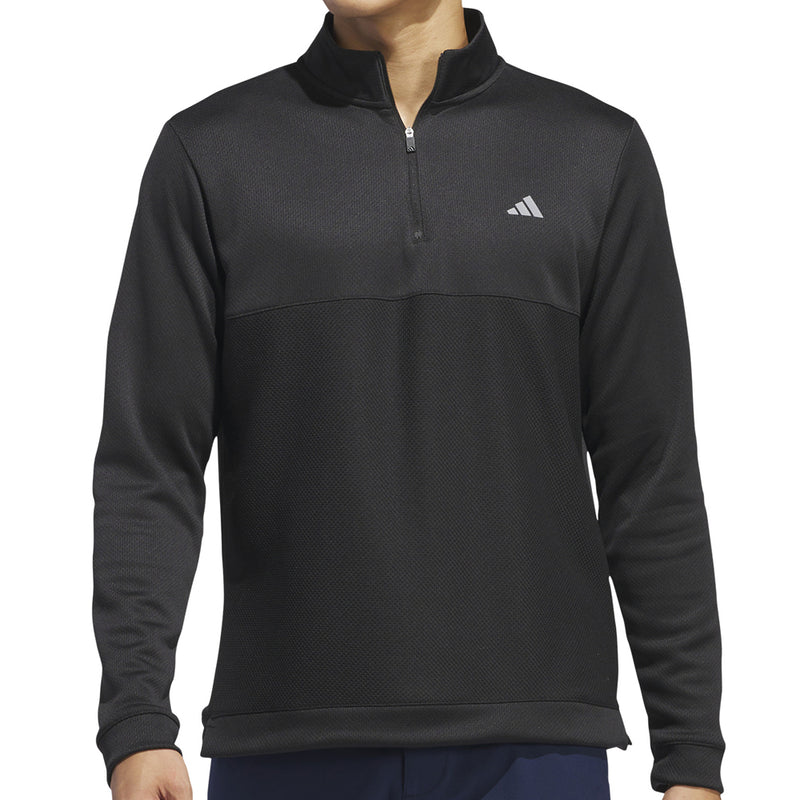 adidas Textured 1/4 Zip Pullover - Black