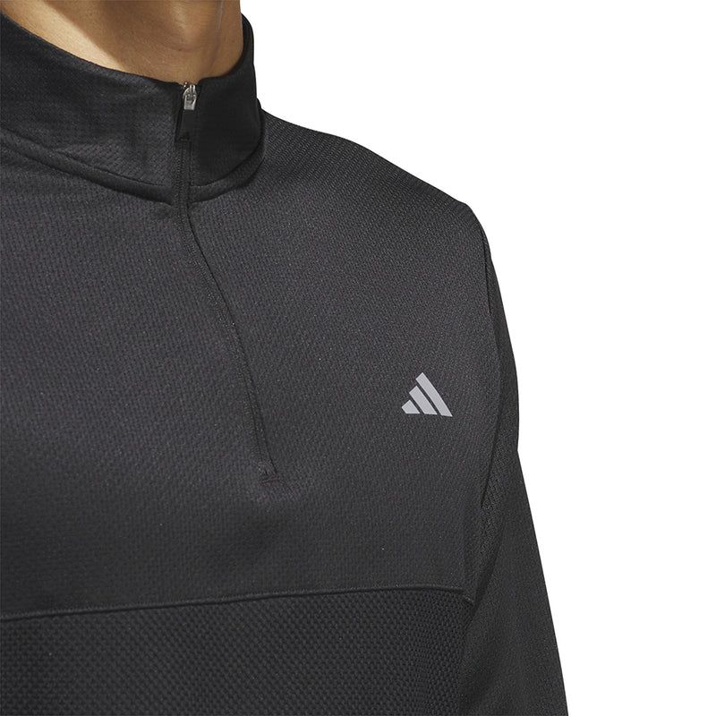 adidas Textured 1/4 Zip Pullover - Black