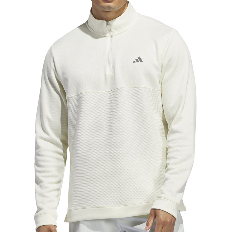 adidas Textured 1/4 Zip Pullover - Ivory