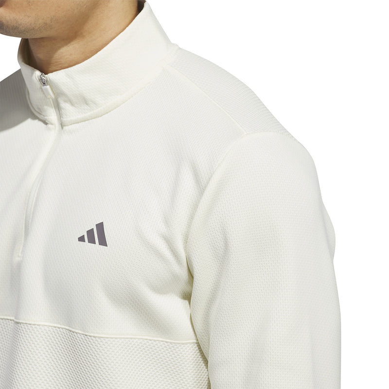 adidas Textured 1/4 Zip Pullover - Ivory