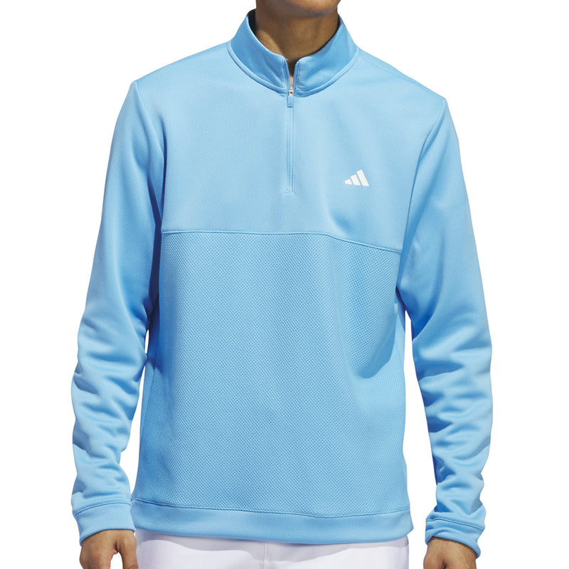 adidas Textured 1/4 Zip Pullover - Semi Blue Burst