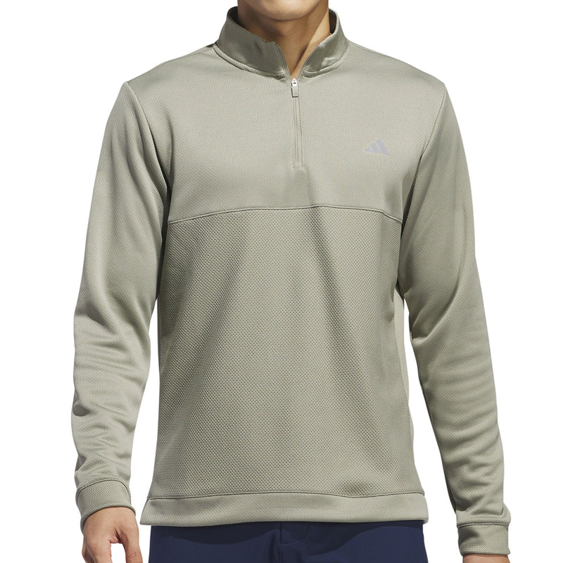 adidas Textured 1/4 Zip Pullover - Silver Pebble