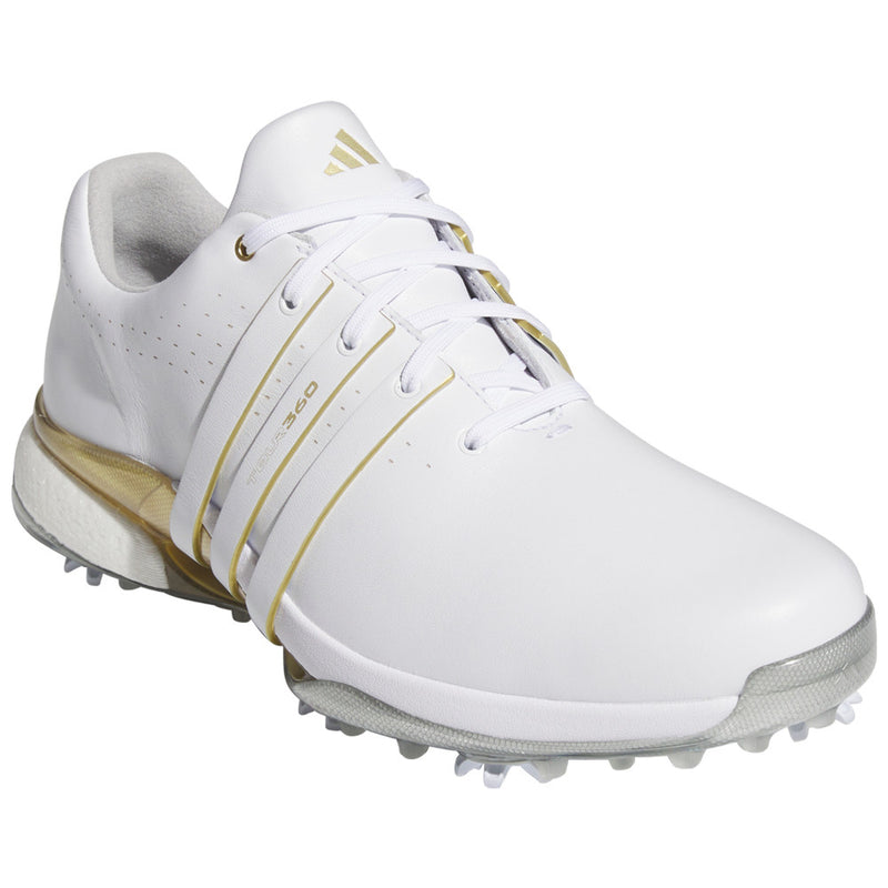 adidas Tour360 24 Spiked Waterproof Shoes - Ftwr White/Goldmet/Silvermet