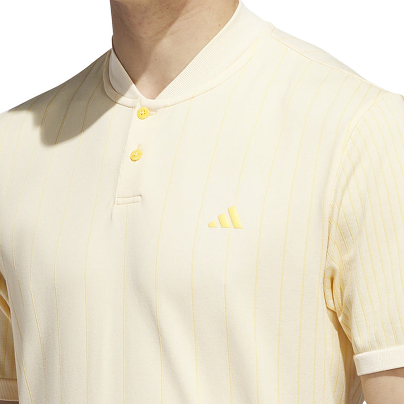 adidas Ultimate 365 Tour Primeknit Striped Polo Shirt - Ivory