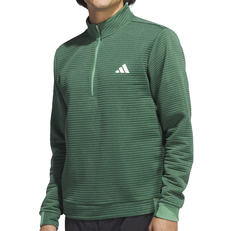 adidas Ultimate365 DWR Textured 1/4 Zip Pullover - Collegiate Green/Preloved Green