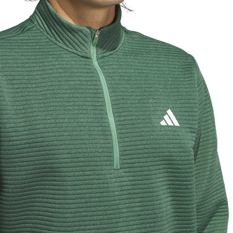 adidas Ultimate365 DWR Textured 1/4 Zip Pullover - Collegiate Green/Preloved Green