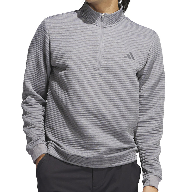 adidas Ultimate365 DWR Textured 1/4 Zip Pullover - Grey Three/White