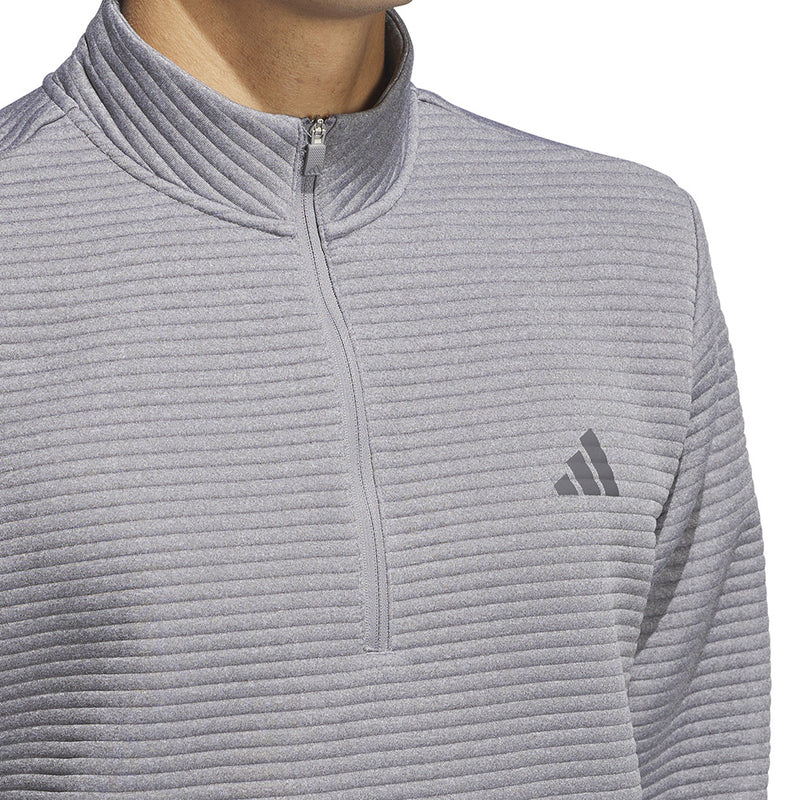 adidas Ultimate365 DWR Textured 1/4 Zip Pullover - Grey Three/White