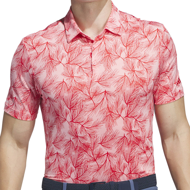 adidas Ultimate365 Mesh Print Polo Shirt - Semi Pink Spark/Better Scarlet