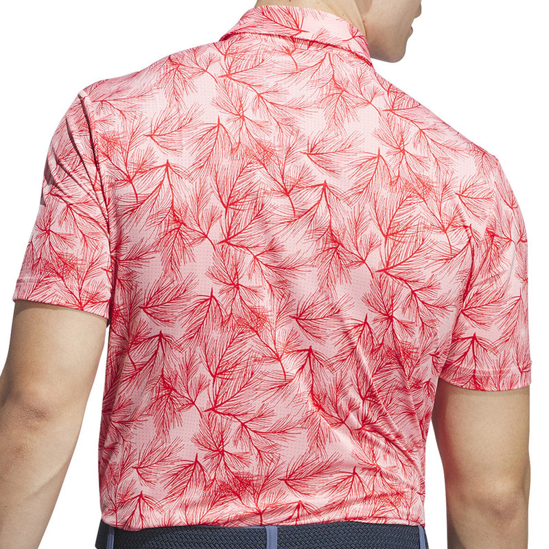 adidas Ultimate365 Mesh Print Polo Shirt - Semi Pink Spark/Better Scarlet