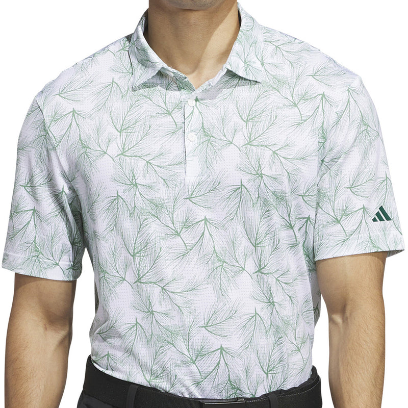 adidas Ultimate365 Mesh Print Polo Shirt - White/Preloved Green