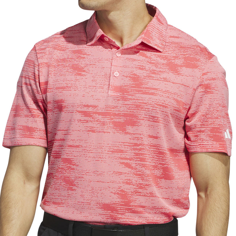 adidas Ultimate365 Textured Stripe Polo Shirt - Semi Pink Spark/Better Scarlet