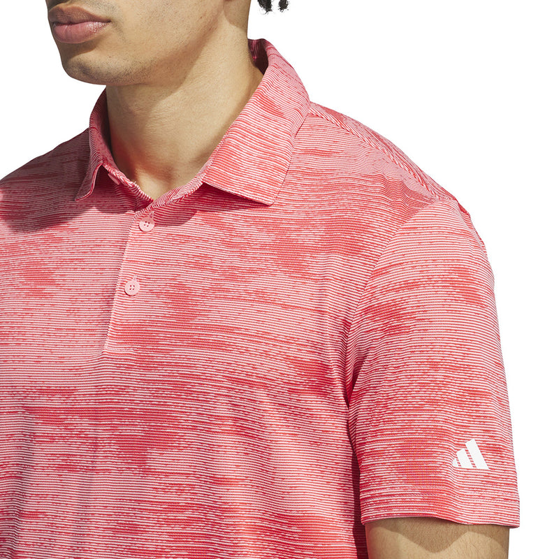 adidas Ultimate365 Textured Stripe Polo Shirt - Semi Pink Spark/Better Scarlet