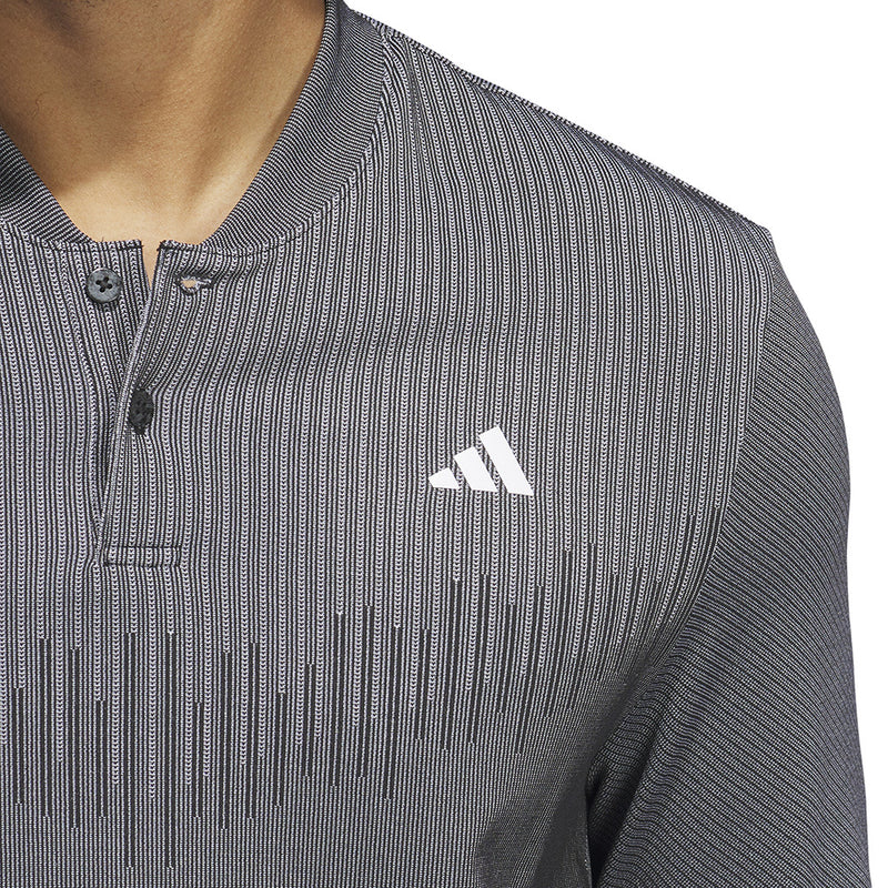 adidas Ultimate365 Tour Primeknit Long Sleeve Polo Shirt - Black