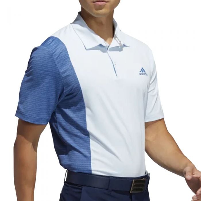 adidas Ultimate365 Blocked Print Polo Shirt - Sky Tint/Trace Royal/Collegiate Navy