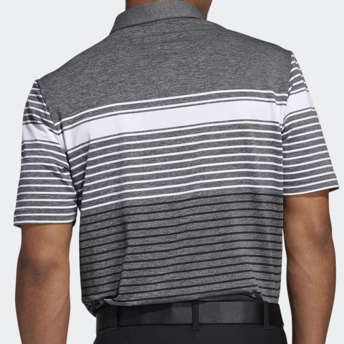 adidas Ultimate365 Engineered Heathered Polo Shirt - White/Black/Black Melange