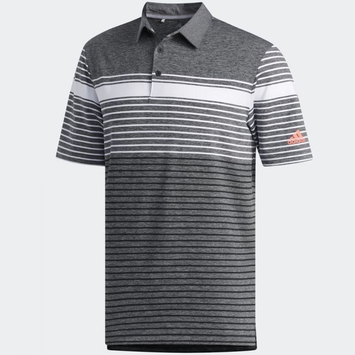 adidas Ultimate365 Engineered Heathered Polo Shirt - White/Black/Black Melange