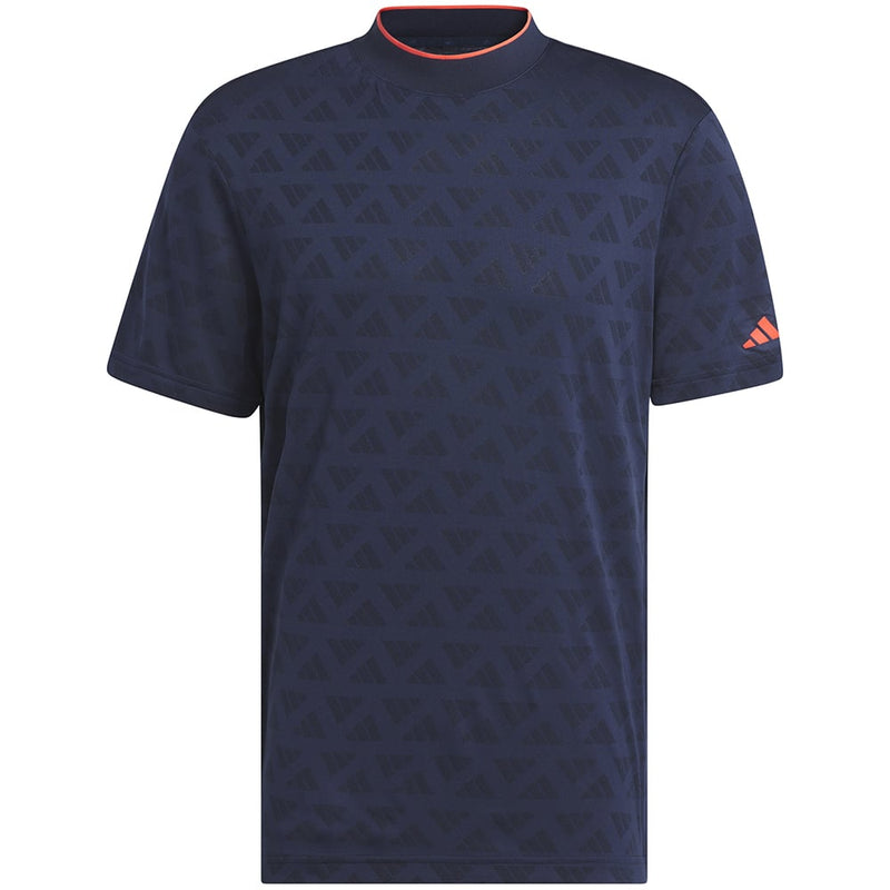 adidas Jacquard Mock Polo Shirt - Black/Collegiate Navy