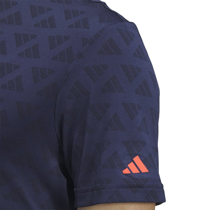 adidas Jacquard Mock Polo Shirt - Black/Collegiate Navy