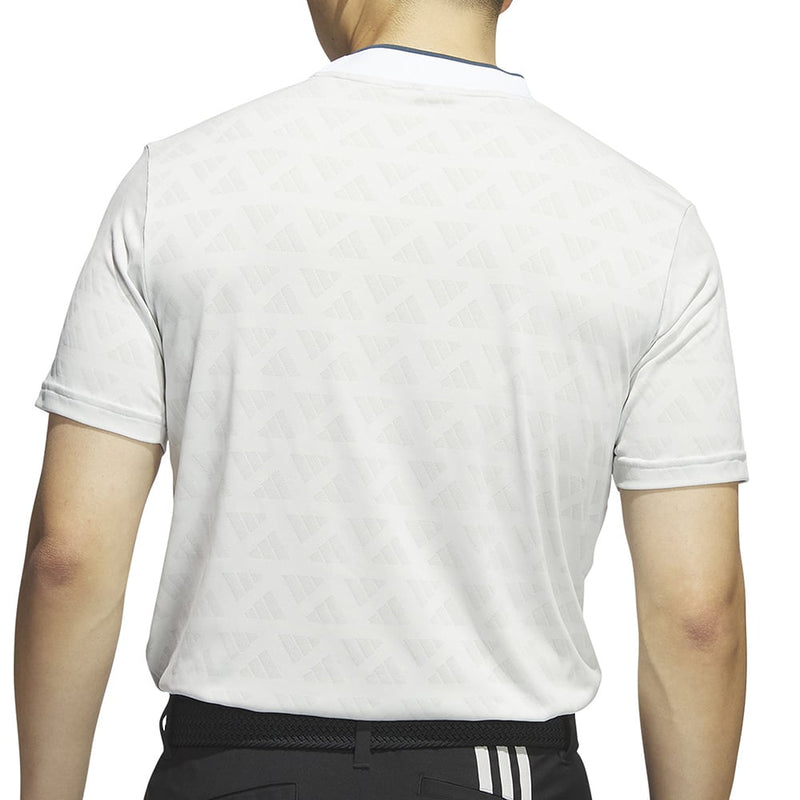 adidas Jacquard Mock Polo Shirt - Grey One/White