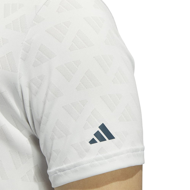 adidas Jacquard Mock Polo Shirt - Grey One/White