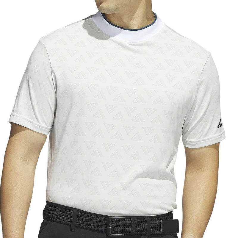 adidas Jacquard Mock Polo Shirt - Grey One/White