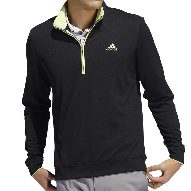 adidas Lightweight 1/4 Zip Pullover - Black/Pulse Lime