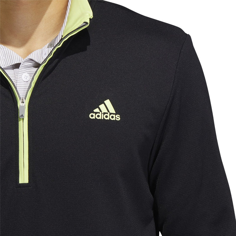 adidas Lightweight 1/4 Zip Pullover - Black/Pulse Lime