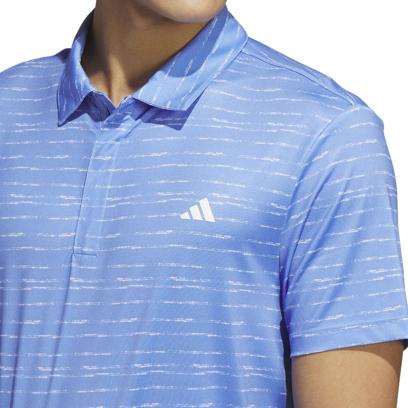 adidas Stripe Zip Polo Shirt - Blue Fusion/White