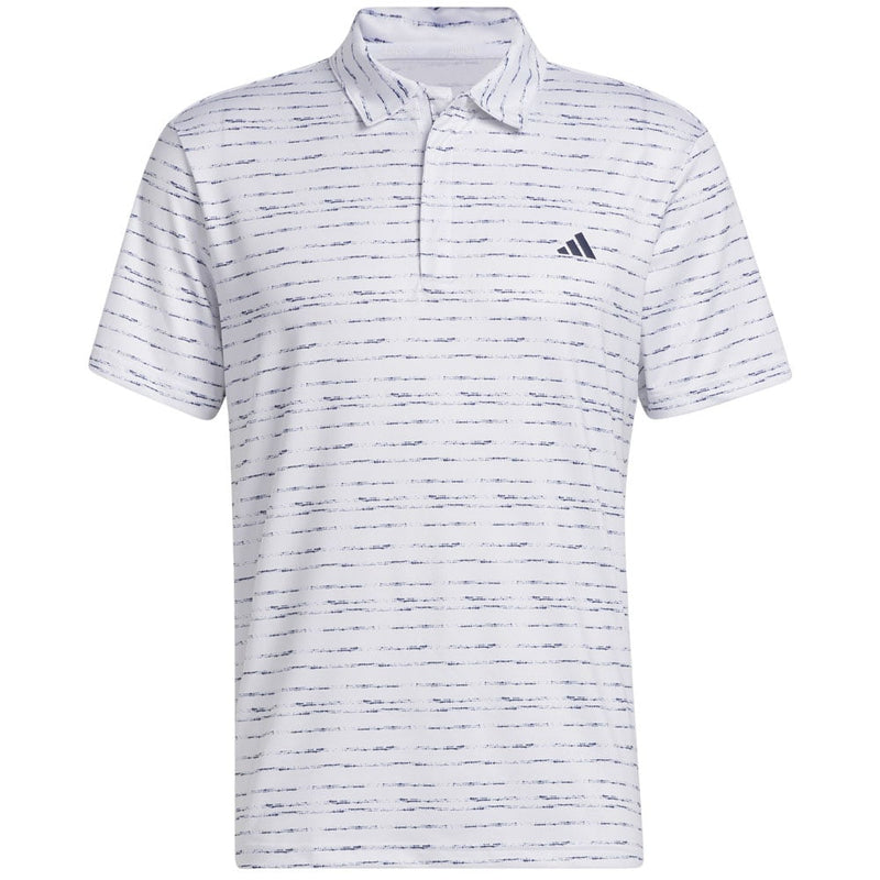 adidas Stripe Zip Polo Shirt - White/Collegiate Navy