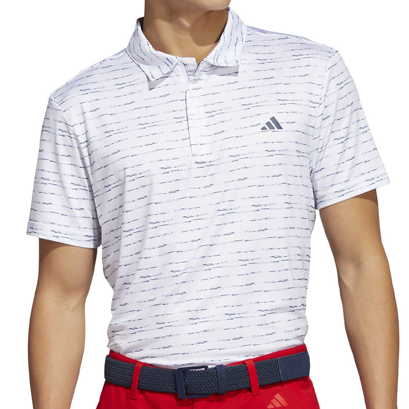 adidas Stripe Zip Polo Shirt - White/Collegiate Navy