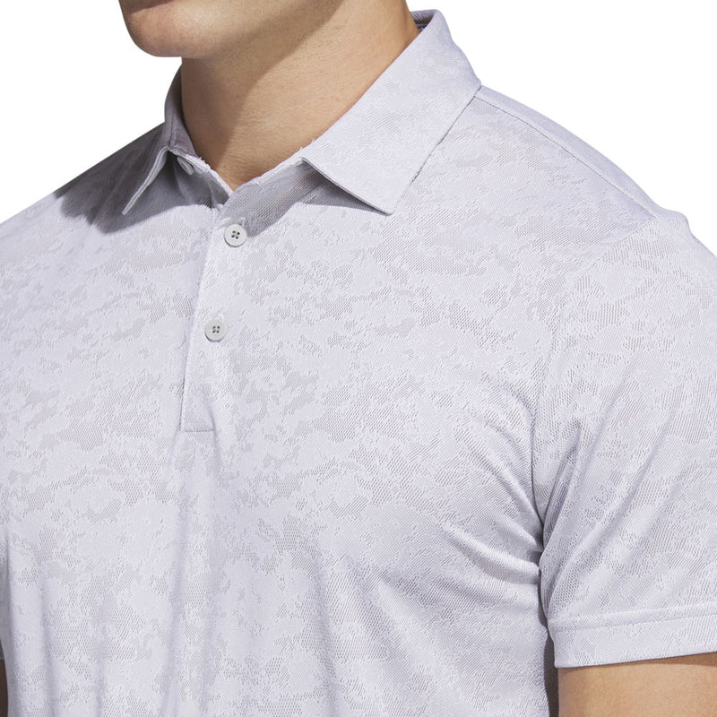 adidas Textured Jacquard Polo Shirt - White/Grey Two